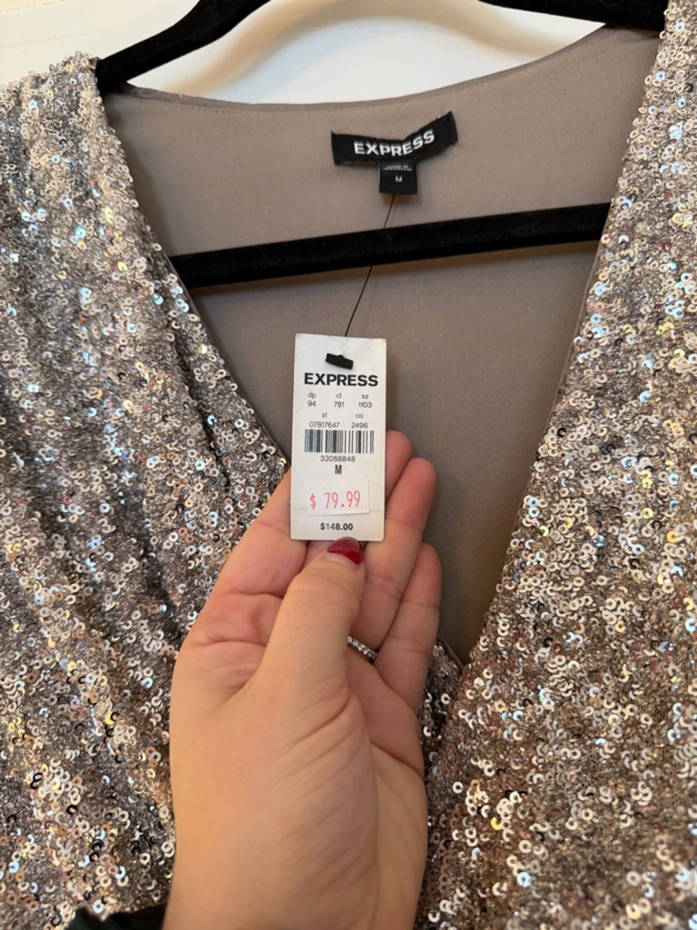 Express Silver One-Shoulder Sequin Cocktail Dress - Picture 3 of 3